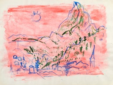 1980 - Aquarell - Matterhorn mit Zermatt, Schweiz_Klaus-Hemmerle.de